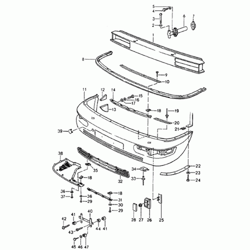 Bumper rubber front Porsche 965 Turbo – Porsche Original
