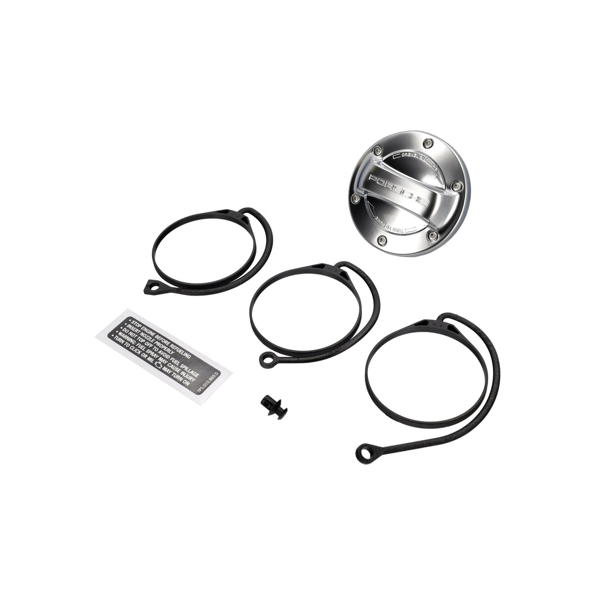 Tankdeckel. Aluminium-Optik. Porsche 981 Boxster / 981 Cayman / 991 / Cayenne / Panamera / Macan / 718 Boxster / 718 Cayman
