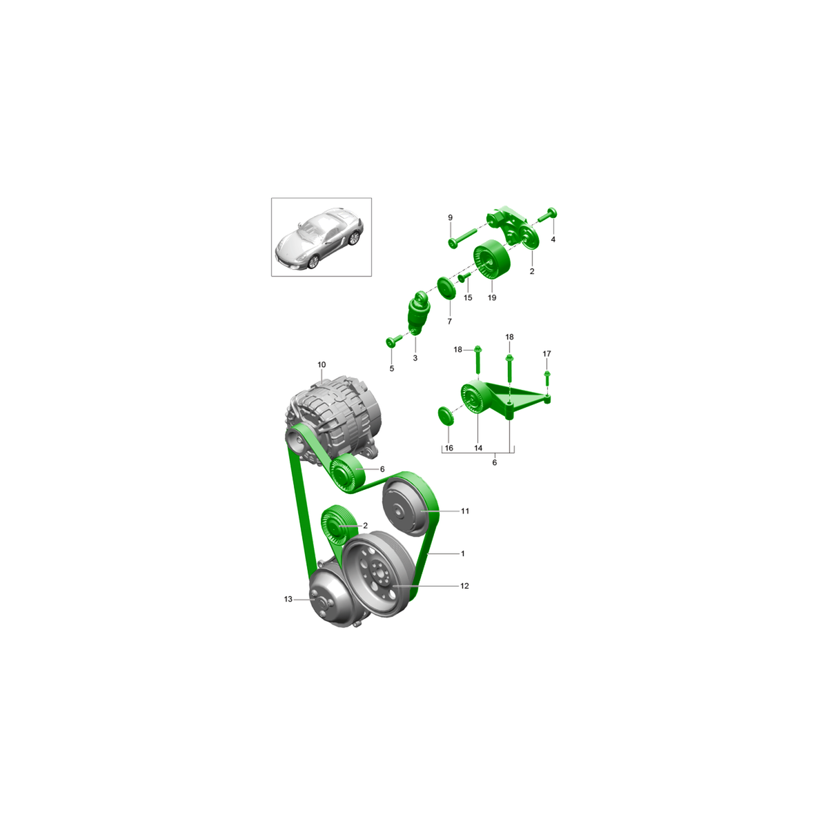 Complete Pulley and Belt Kit – Tensioner, Brackets, Pulleys, Drive Belt, and Mounting Bolts –