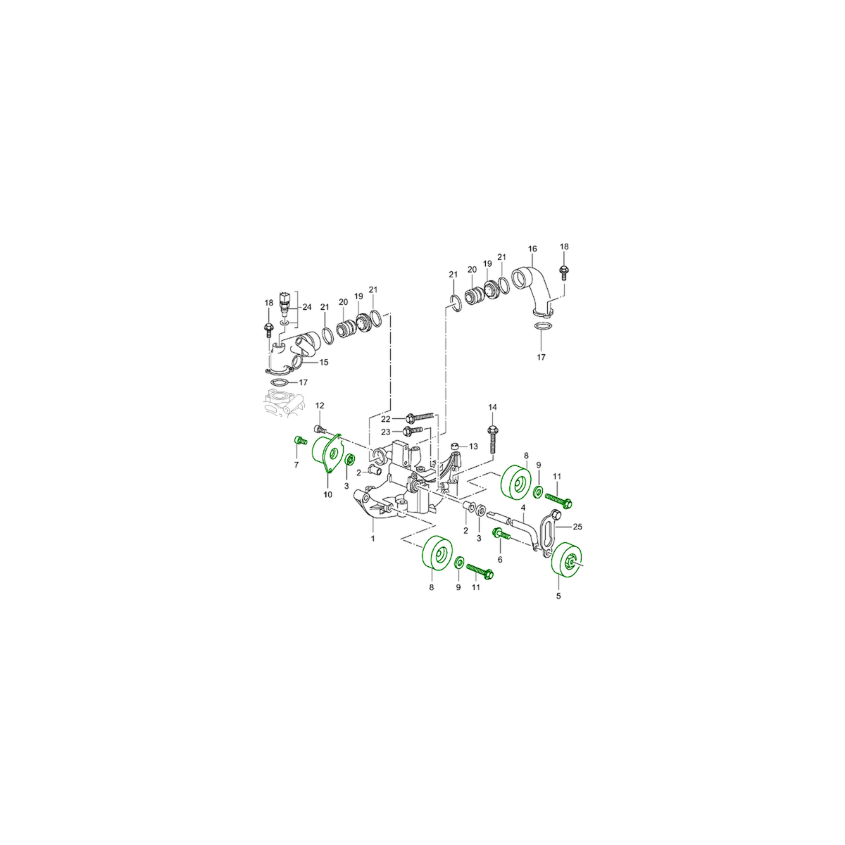 Complete Pulley and Belt Kit - Tensioner, Idlers, and Drive Belt - for Porsche 997-2 GT3 / GT3 RS (without A/C) 2010-2012 - OEM / Original Equipment Quality