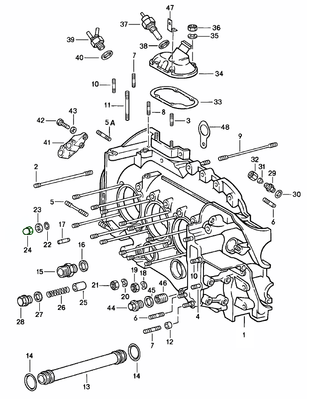 Cap nut for crankcase through-bolt Porsche 911 (1970-89)