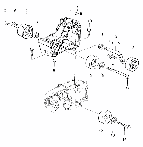 Explosionszeichnung Spannrolle Antriebsriemen, Schaltgetriebe, Porsche 996 / 997.1 / Boxster S 987 / Cayman 987C