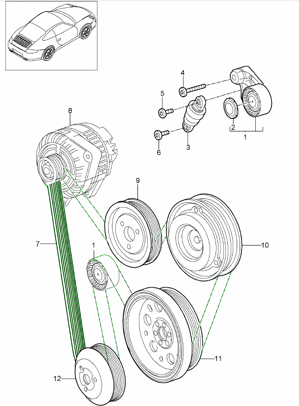 Drive Belt. Porsche 997.2 / 987.2 Boxster / 987C.2 Cayman