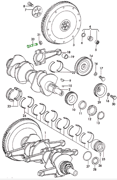 Explosionszeichnung Pleuelschraube, Porsche 911 (1965–1969) / 914