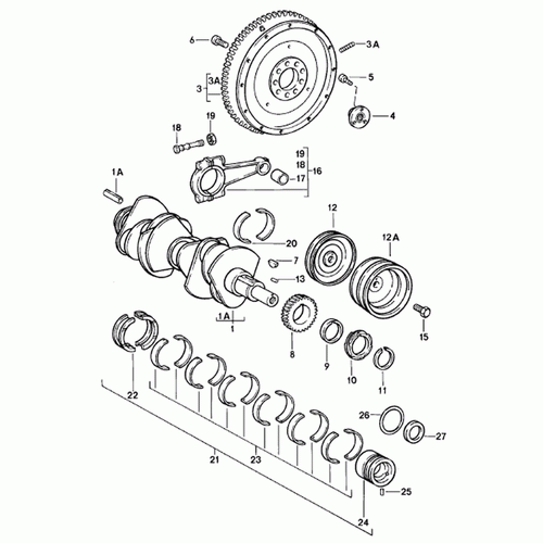 Sechskantschraube für Kurbelwelle/Keilriemenscheibe – Porsche 911 / 914 / 964 (Original)