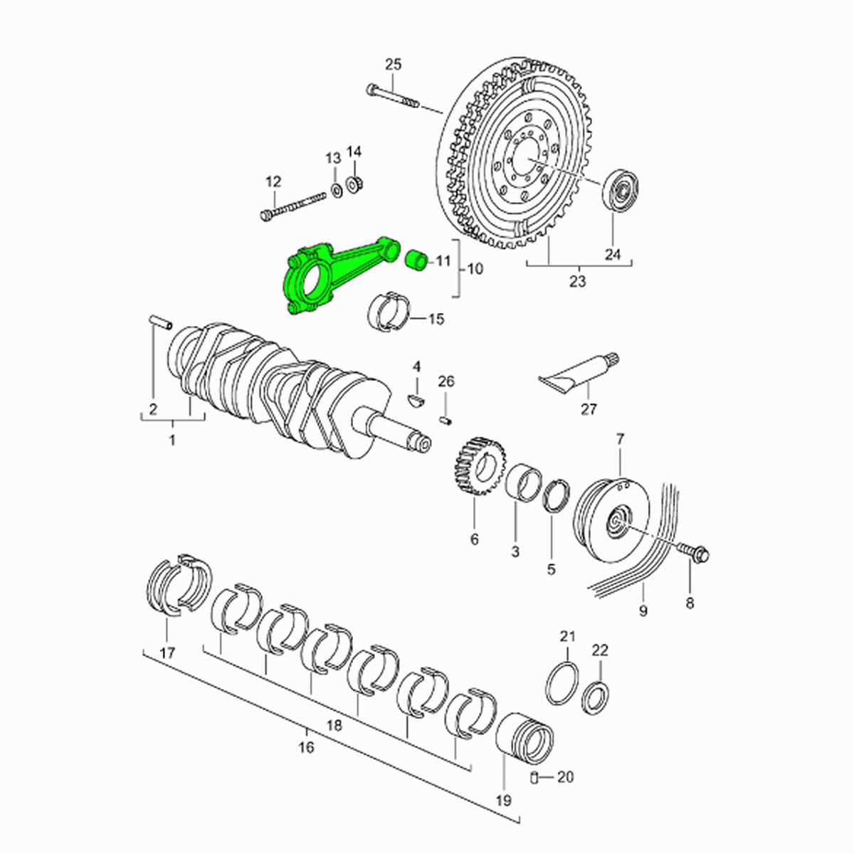 Connecting rod set of 6. Porsche 993 Turbo / 996 TURBO
