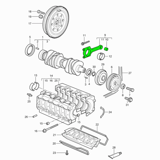Connecting Rod Set of 6. Porsche 996 / 997 (Porsche Original)