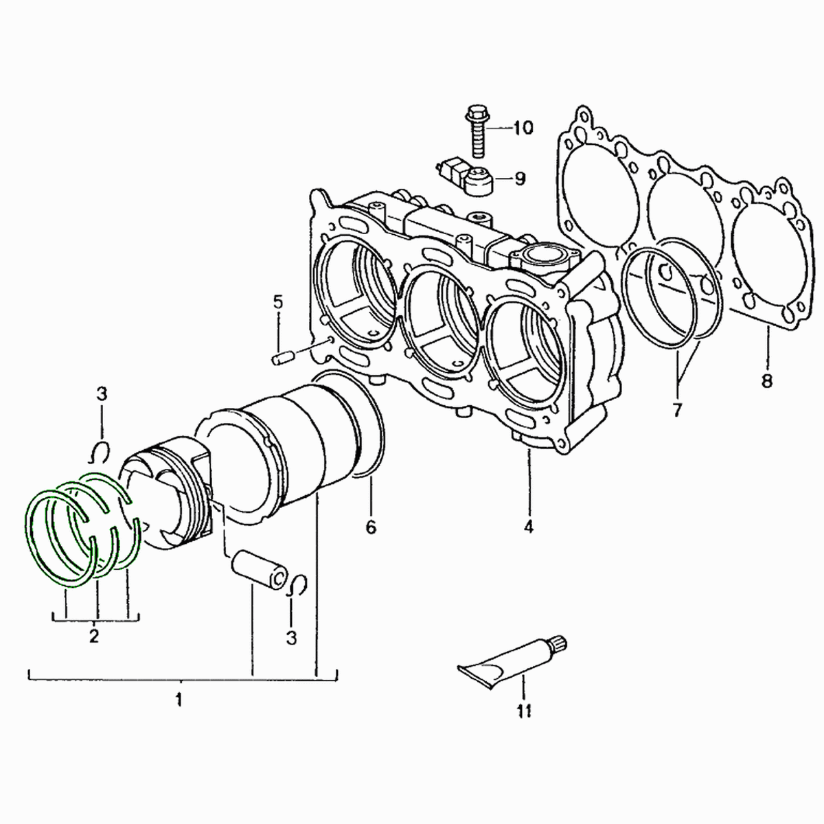 Set of Piston Rings. Porsche 996 GT3 (Porsche Original)