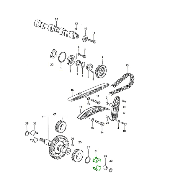 Explosionszeichnung Drucklager Zwischenwelle, Porsche 911 / 914 / 964 / 993 / 996 / 997 Turbo, GT2, GT3