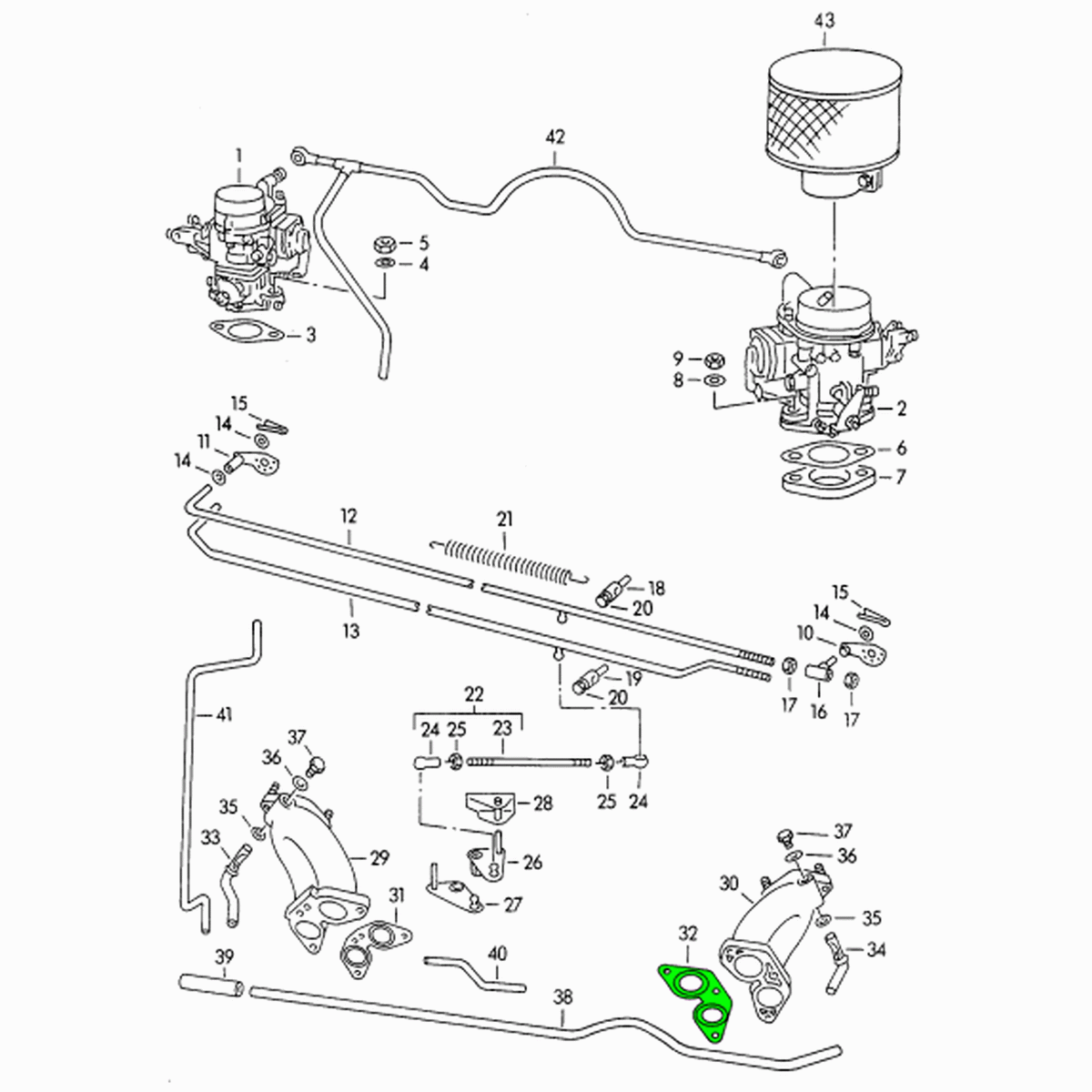 Intake Manifold Gasket - Porsche 356 50-59