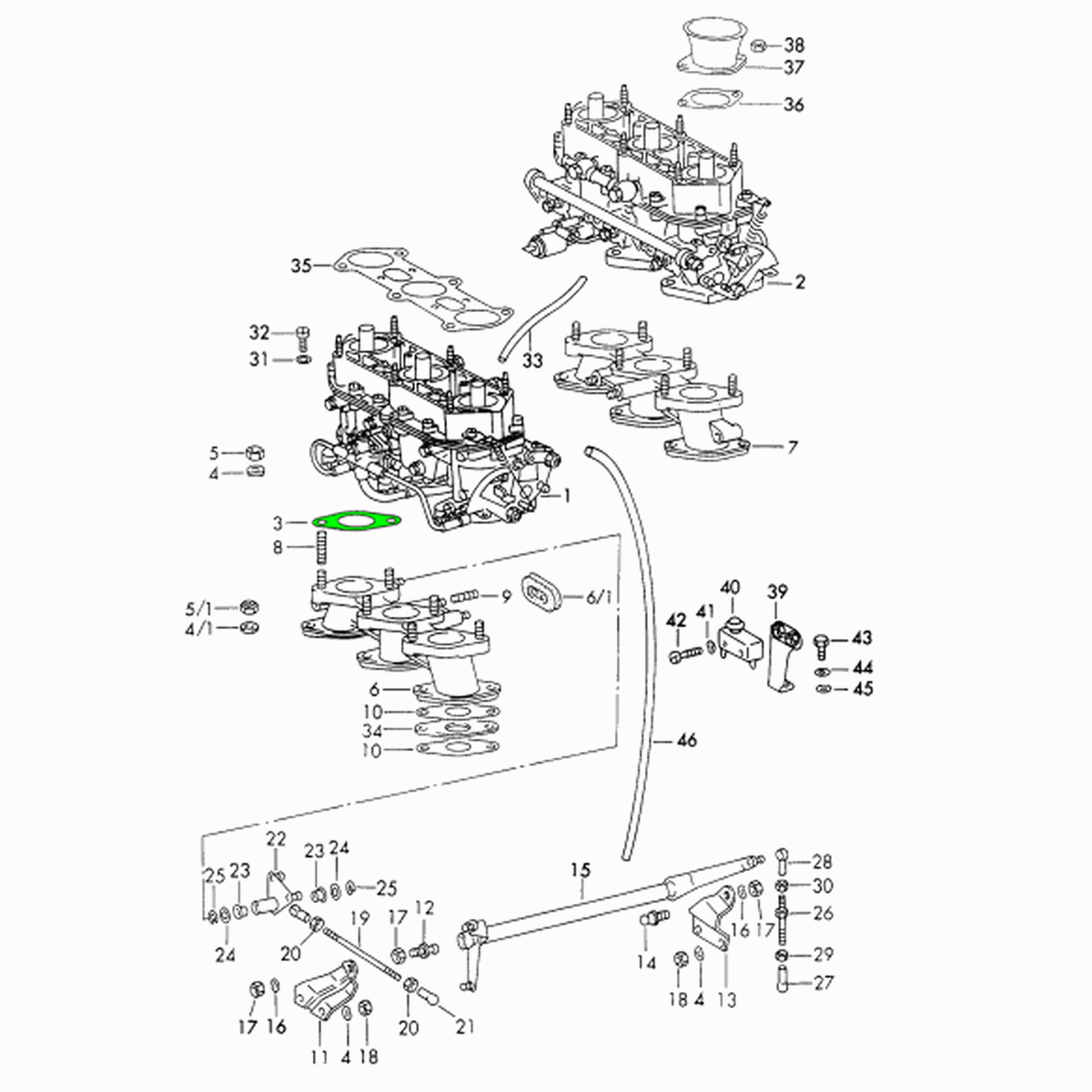 Seal intake manifold to throttle body Porsche 911 (1965-73)