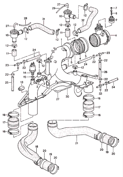 Explosionszeichnung Drucktransmitter, Porsche 911 Turbo (930) / 964 Turbo / 993 Turbo