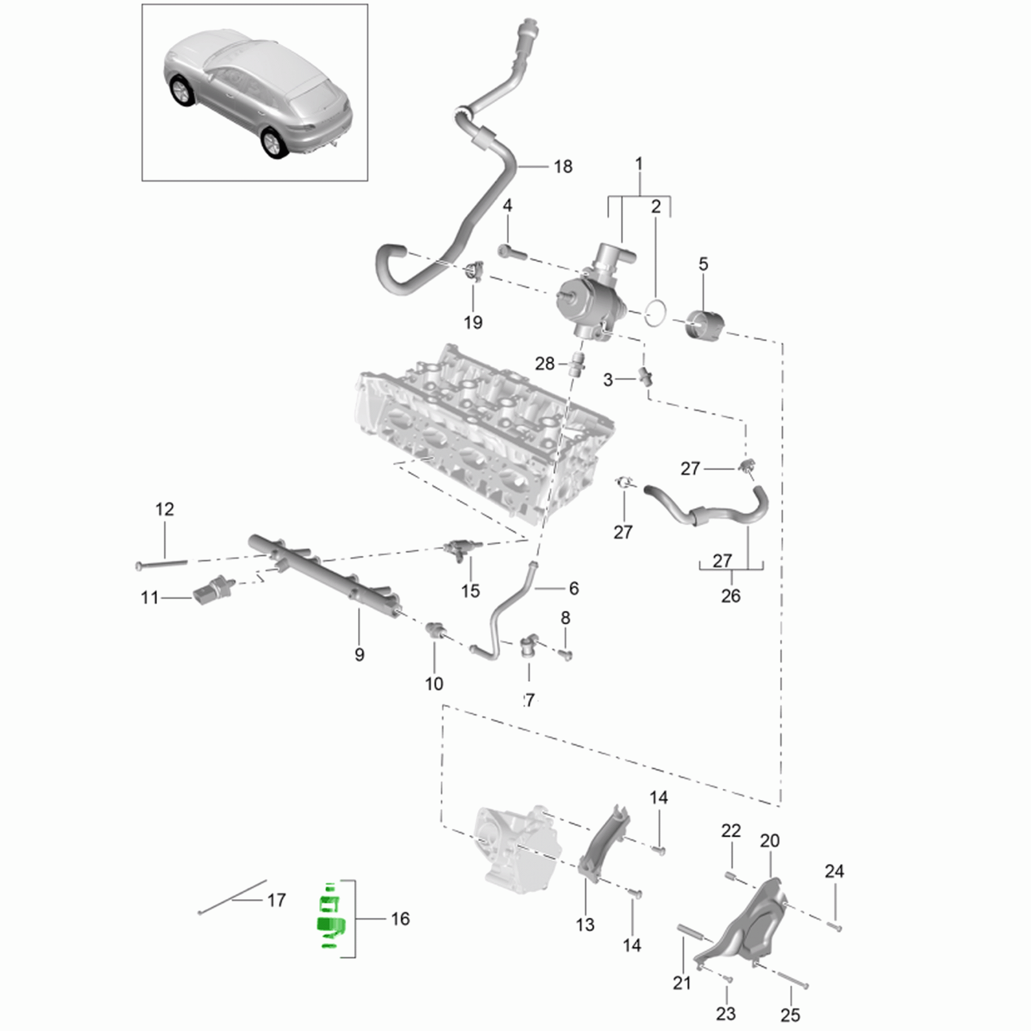 Hochdruck-Injektordichtung – Elring – Porsche 718 Boxster / Cayman