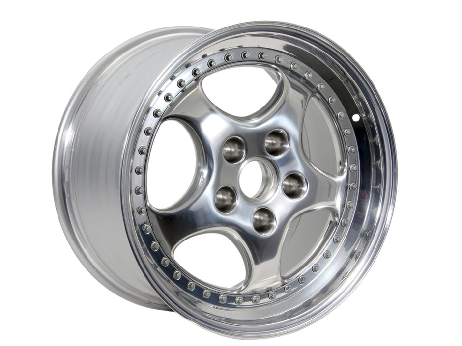 18-Zoll-Leichtmetallrad hinten, poliert. Porsche 964 Turbo 3.6L