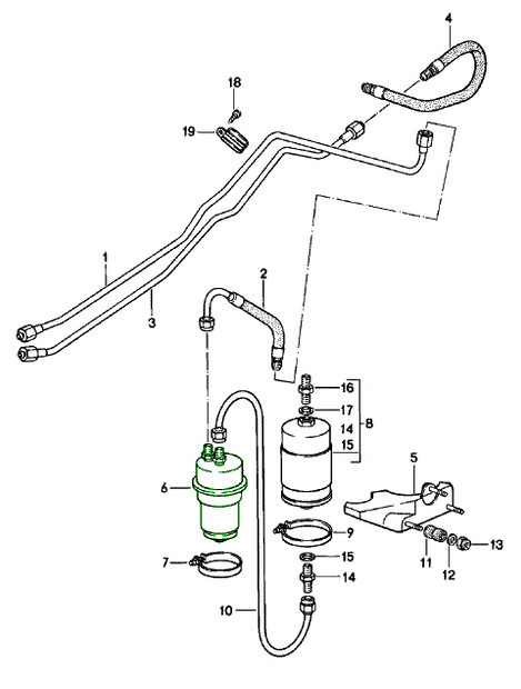 Explosionszeichnung Kraftstoffspeicher K-Jetronic, Porsche 911 SC / 911 Turbo (930) / 964 Turbo