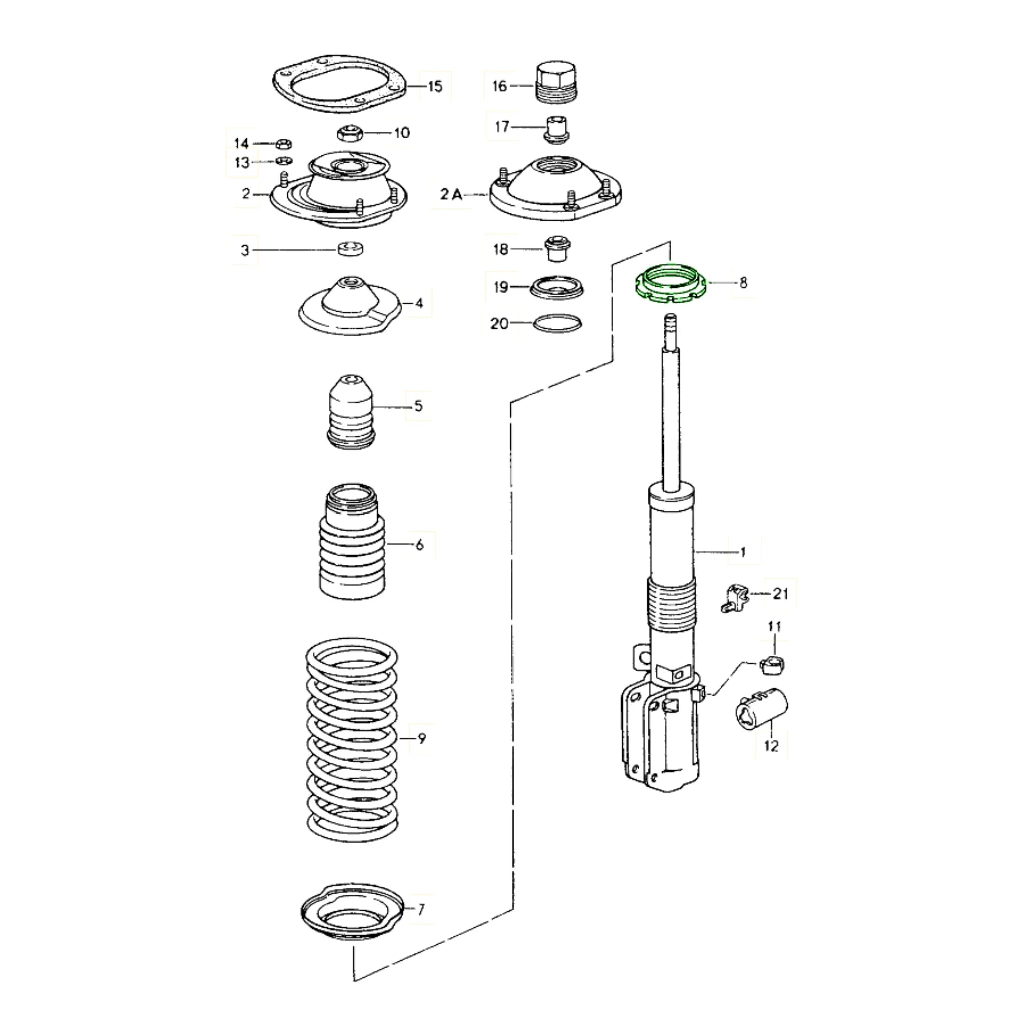 Einstellmutter Stoßdämpfer Vorne Porsche 964 993_2