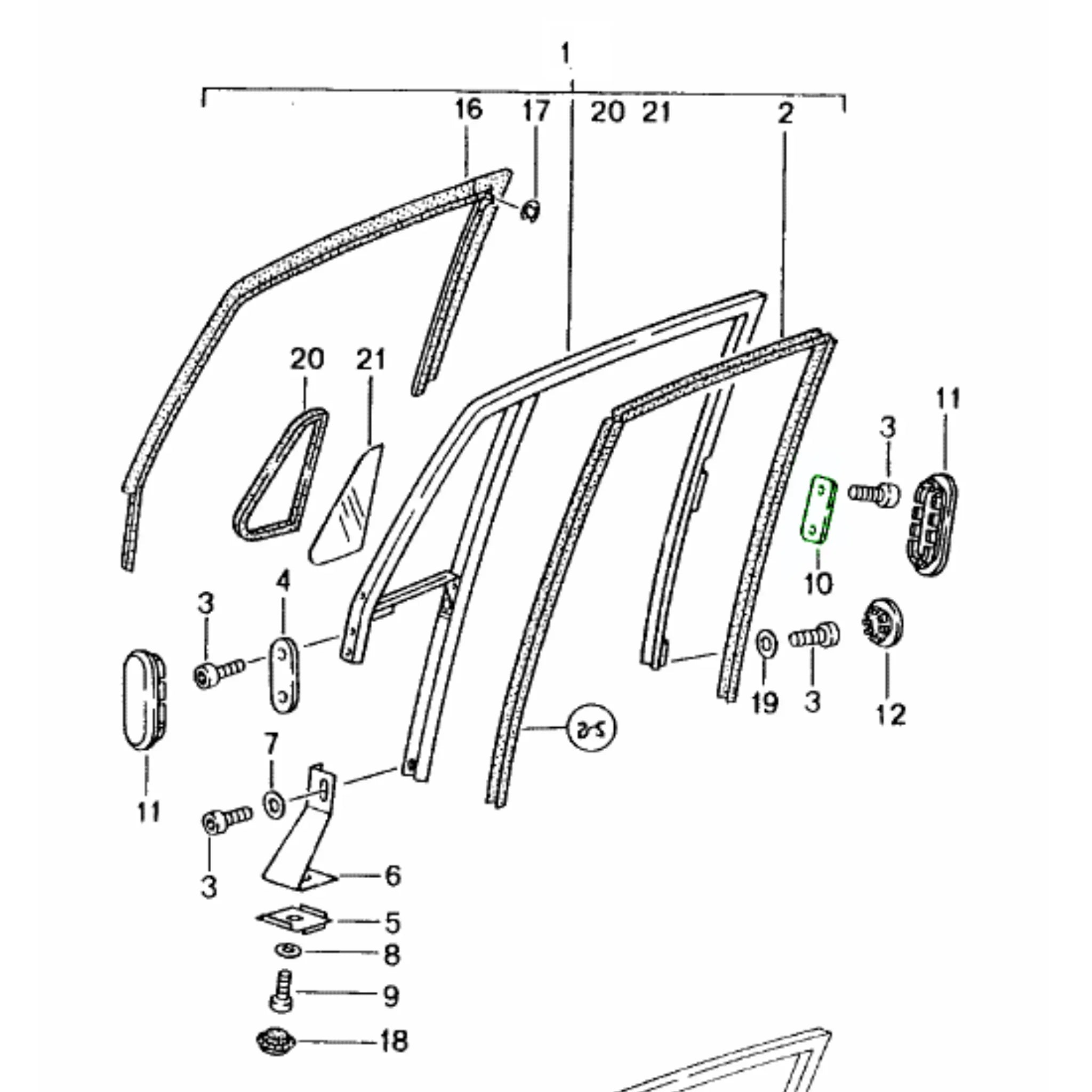 Befestigungsplatte Türrahmen Original Porsche 964_2