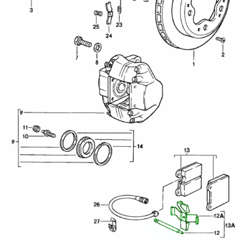 Befestigungssatz Bremsbeläge Hinten Original Porsche 3.2_2