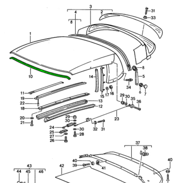 Dichtung Cabrioverdeck Rahmen Vorne Original Porsche_2