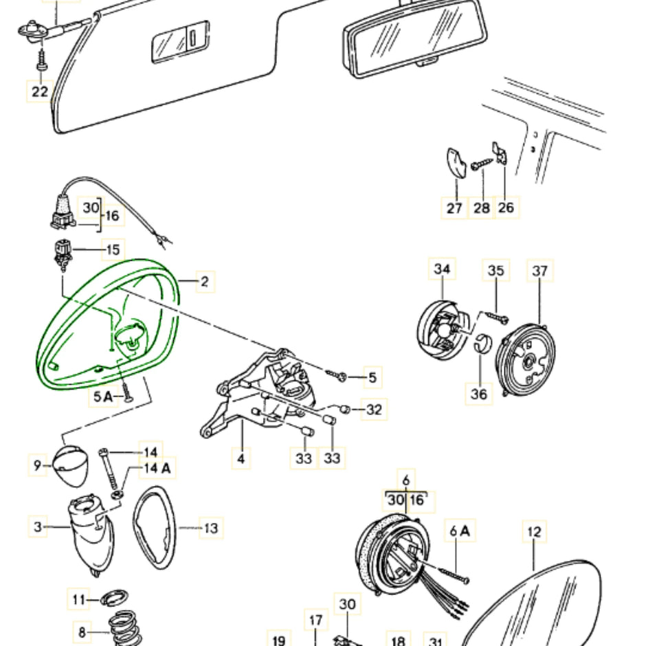 Außenspiegel Gehäuse Grundiert Original Porsche 964_2