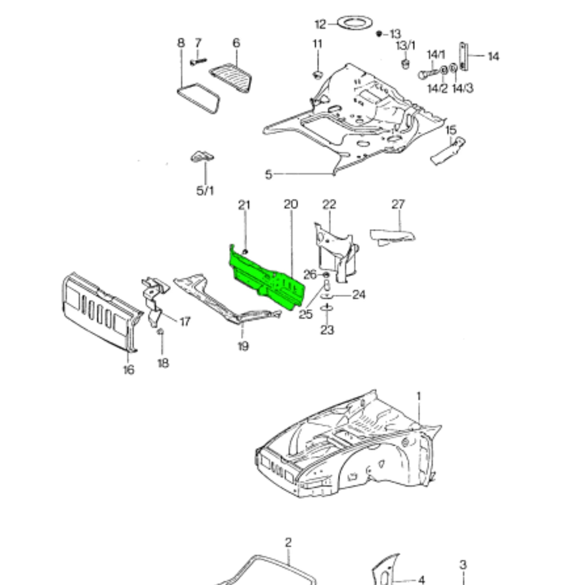 Vorderes Querpaneel Brandwand Porsche 911 Original_2