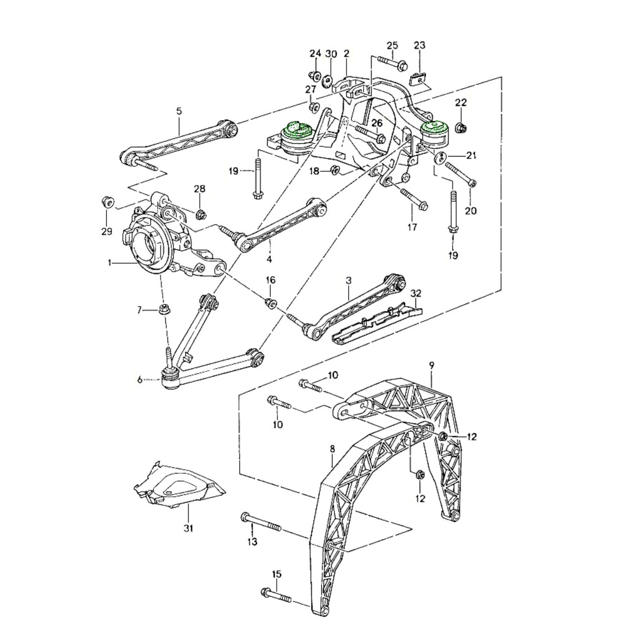 Hinterachsträger Buchsen HD Set Porsche 993_2