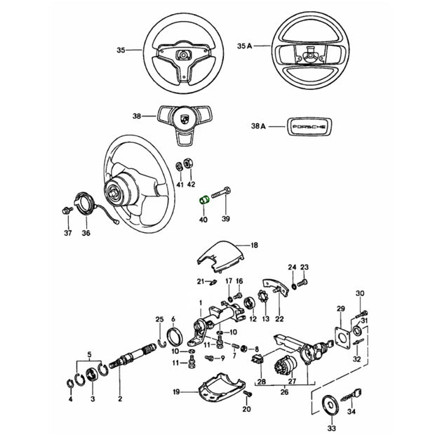 Hupenknopfbuchse Isolierbuchse Lenkrad Porsche Spät_2