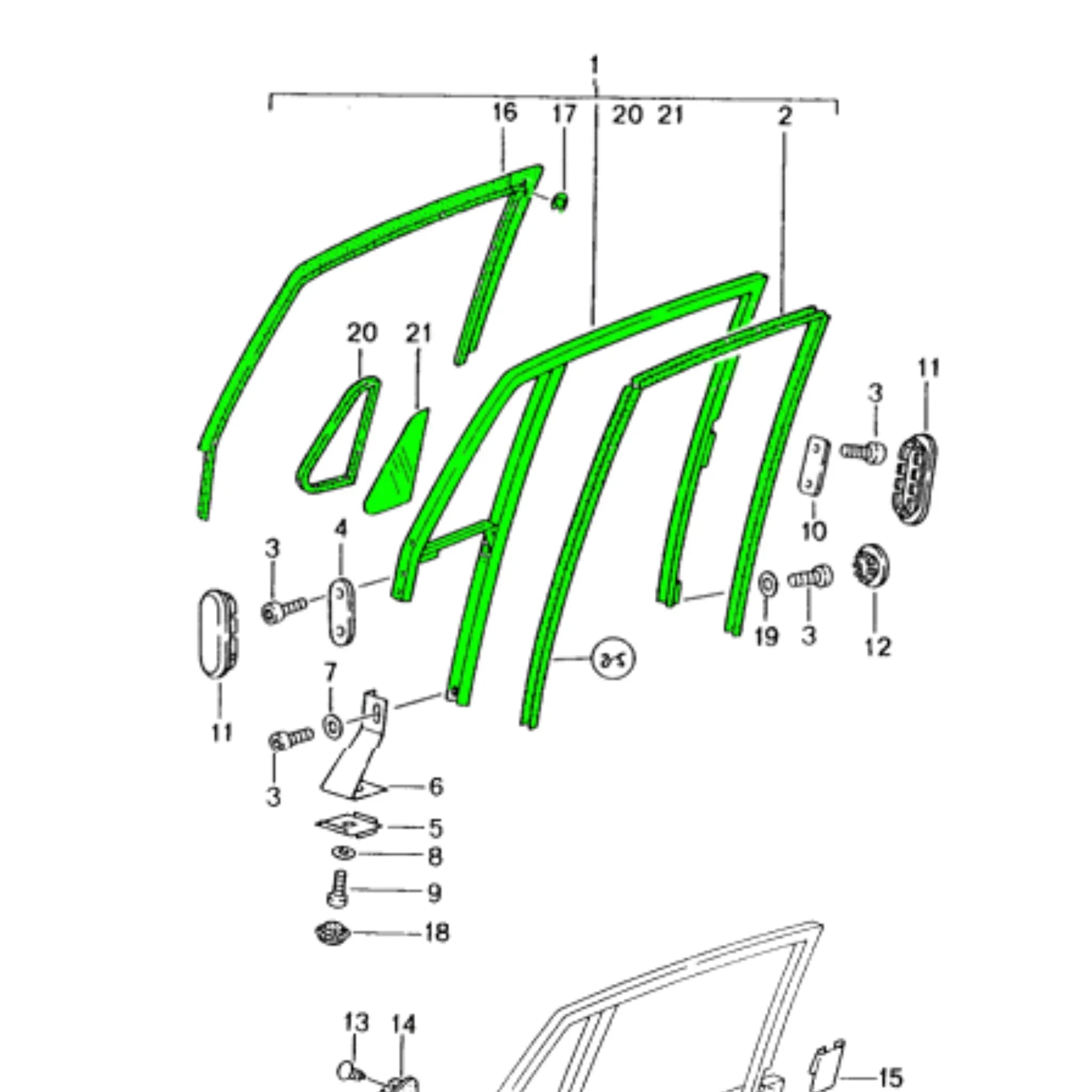 Türfensterrahmen Original Porsche 993 Coupé_2