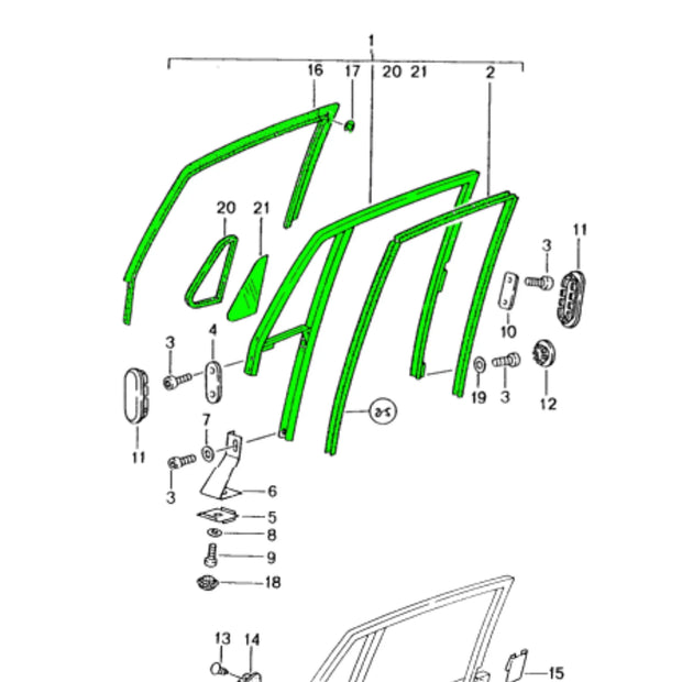 Türfensterrahmen Original Porsche 993 Coupé_2