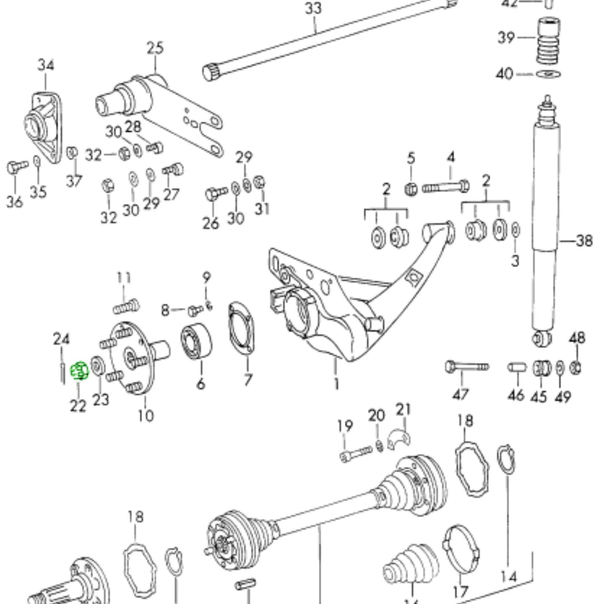 Kronenmutter Radnabe Hinten M22x1.5 Porsche_2
