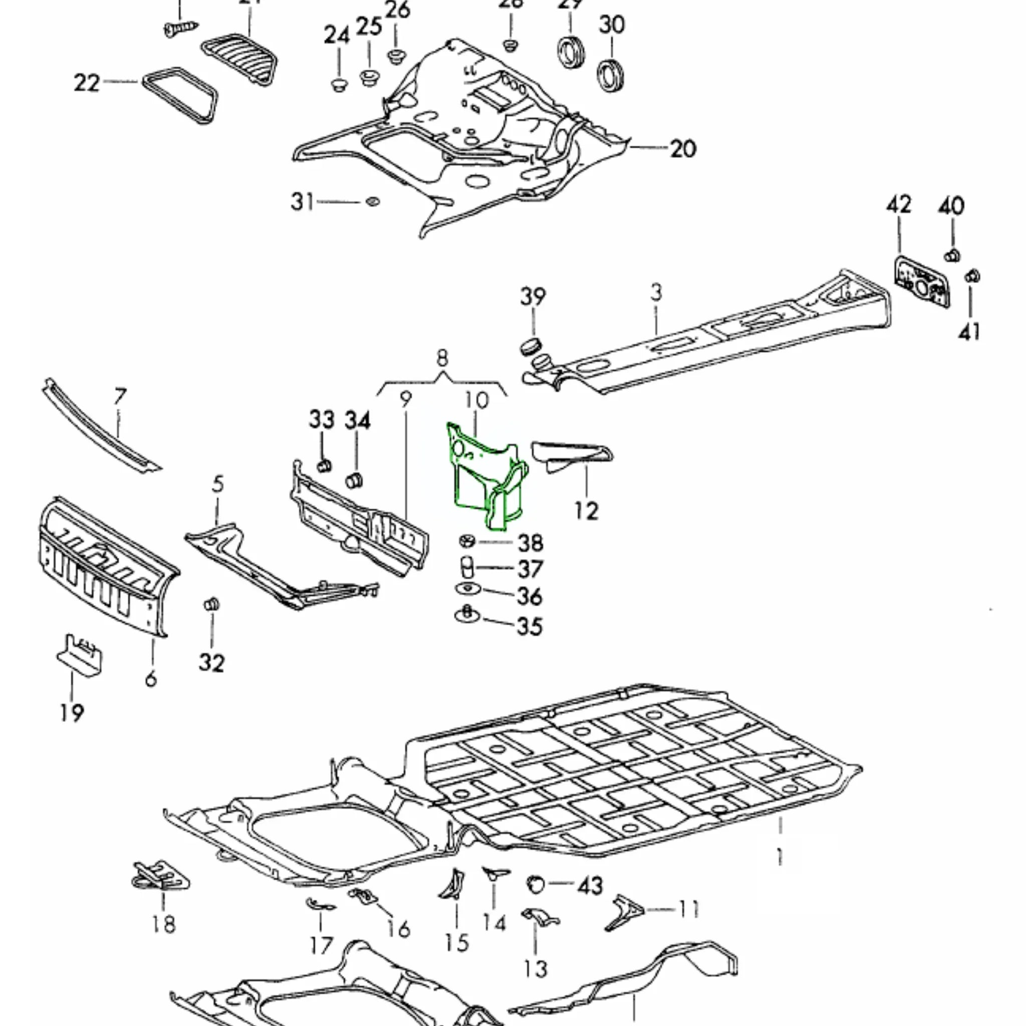 Brandwand Kofferraum Porsche 911 912 68-83_2