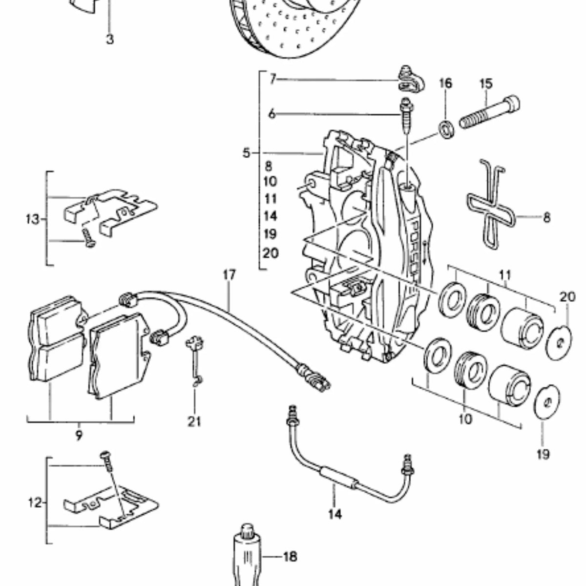 Brake Caliper Repair Kit / Seal Kit, Rear | 993 C2 / C4 | Genuine Porsche Part