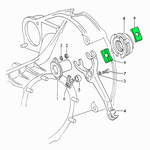 Kupplungsausrücklager-Haltebuchse – Porsche 911/912 65-69 / 914 (Original)