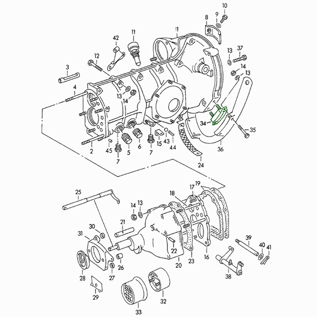 Hintere Getriebehalterung – Porsche 356