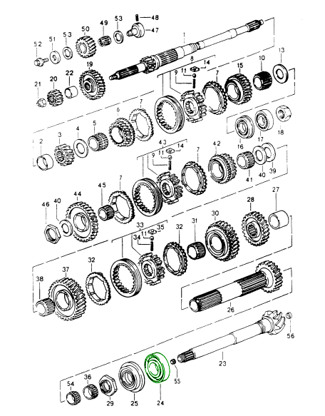 Explosionszeichnung Zylinderrollenlager Schaltgetriebe, 40 × 90 × 23 mm, Porsche 911 / 964 / 993 / 996 / 997
