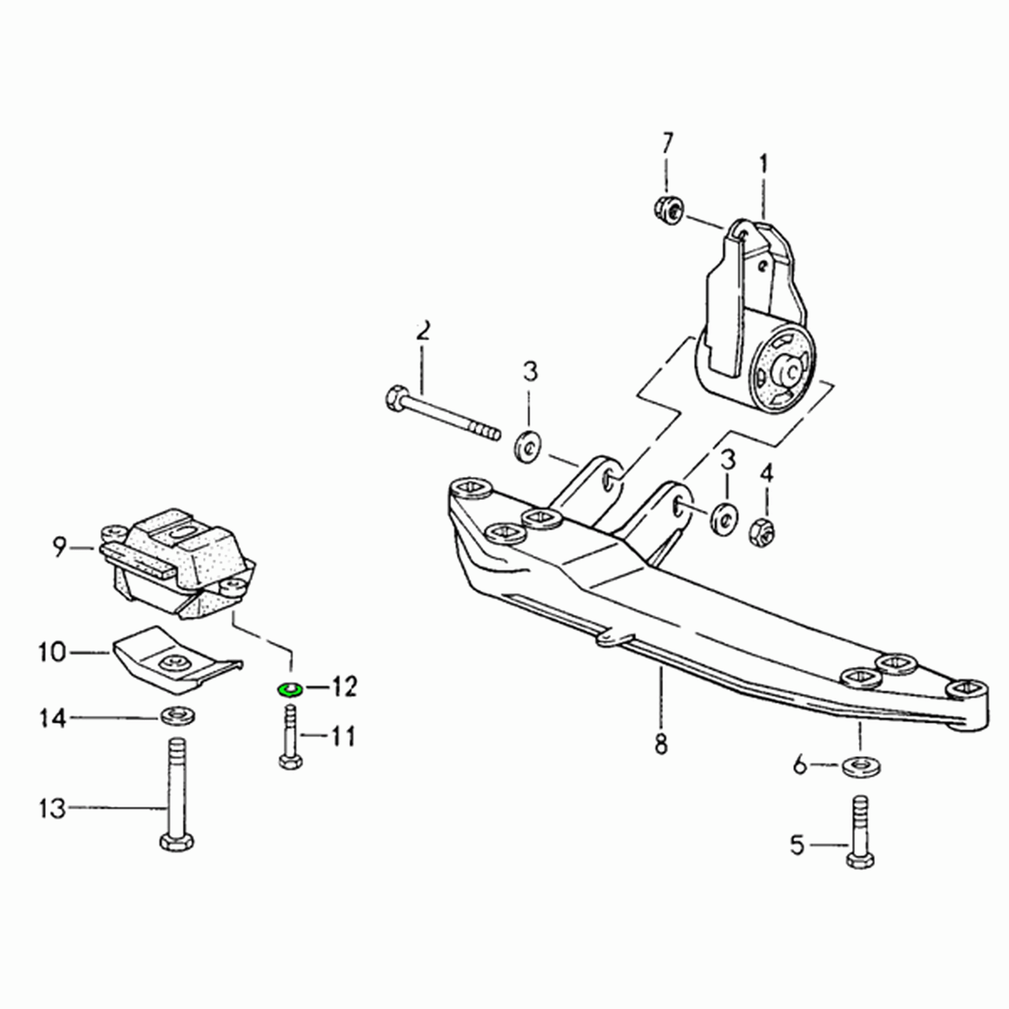Sechskantschraube mit Unterlegscheibe Getriebelagerhalterung | Porsche 964 C4 / 993 C4 / C4S / Turbo Schaltgetriebe | OEM