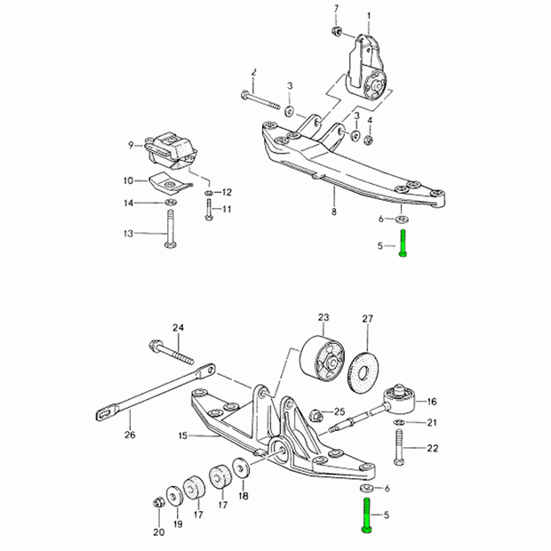 Hex head screw gearbox mount support | Porsche 993 | Porsche Original
