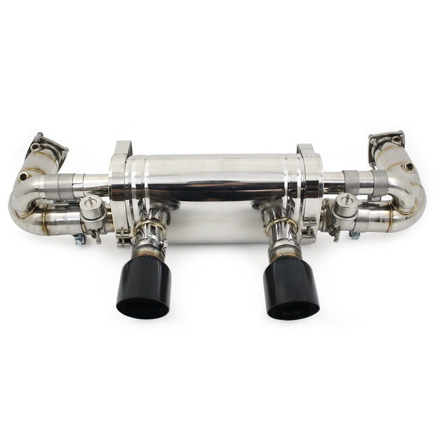 Racing exhaust switchable Porsche 991.2 Carrera with Black Diamond tailpipe finish - DesignTek