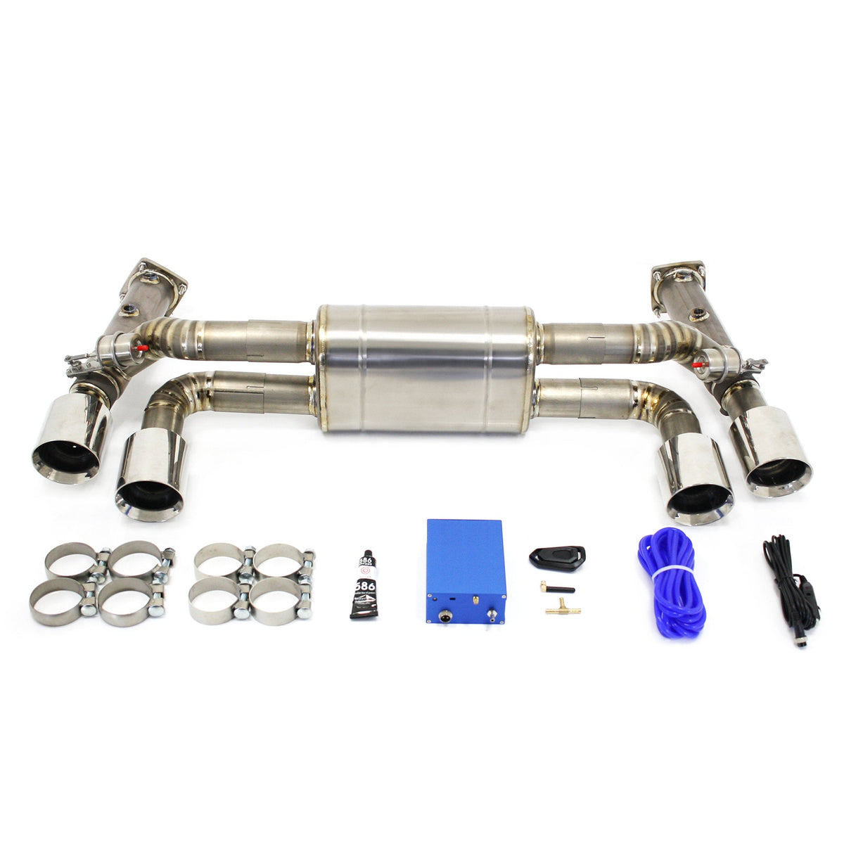 Muffler / Sport racing exhaust system with switch function in Titanium DesignTek. Porsche 991.2