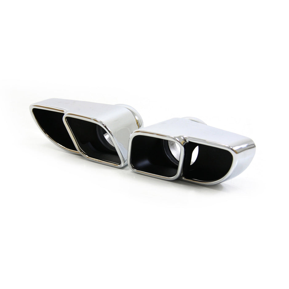 DesignTek Exhaust Tips Twin Square Design, 70mm, POLISHED Porsche 997 Turbo