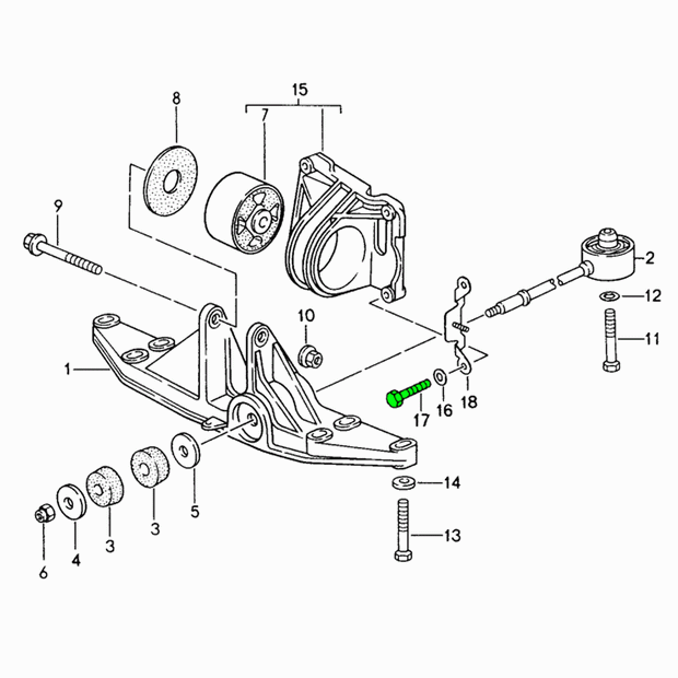 Transmission Bearing Support Hex Bolt Tiptronic | Porsche 993 C2 | Porsche Original