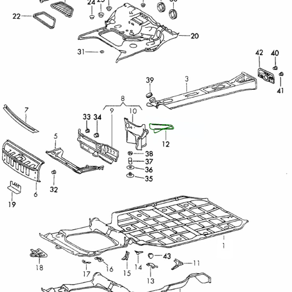 Zwischenblech Lenkgetriebe Schale Original Porsche_3