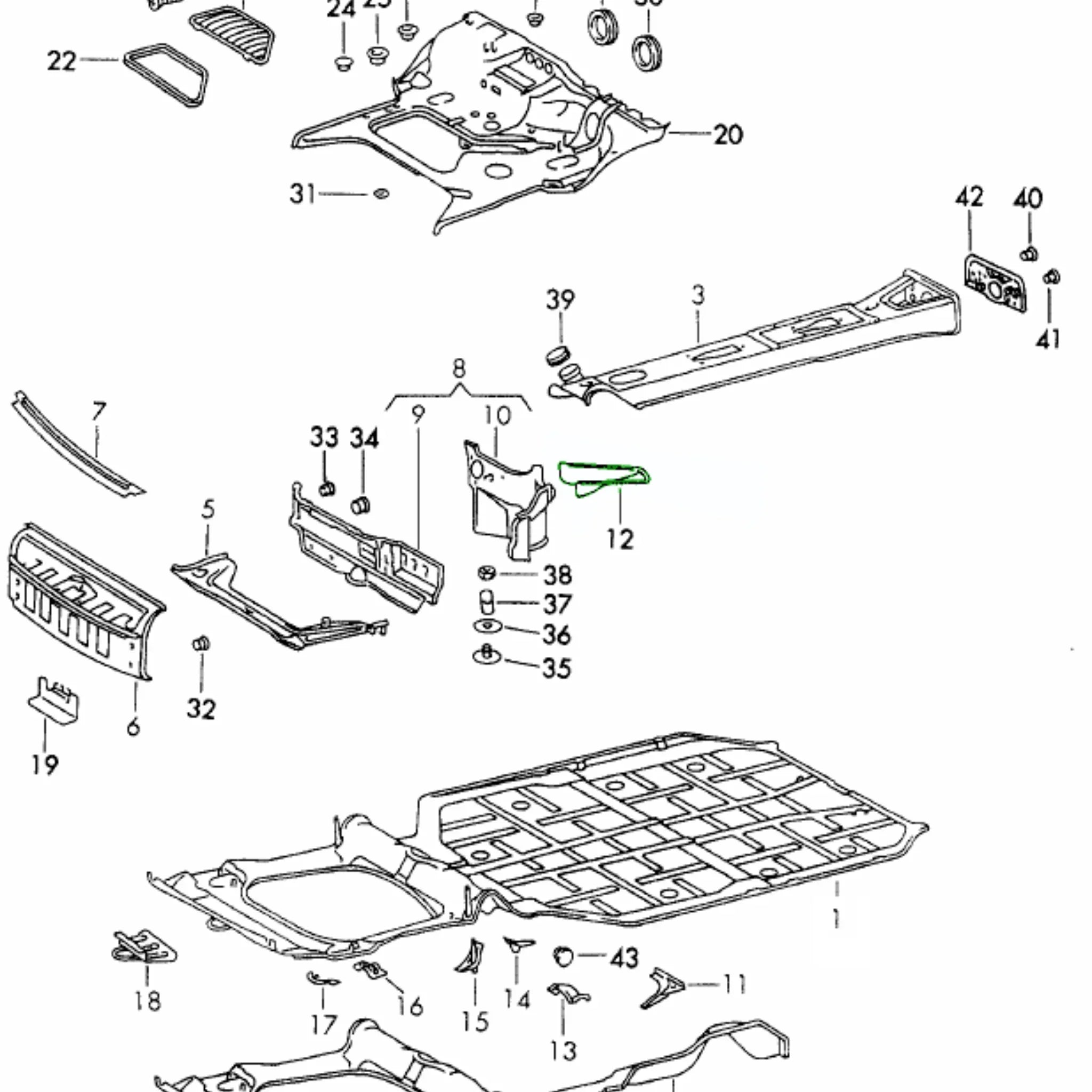 Zwischenblech Lenkgetriebe Schale Original Porsche_3