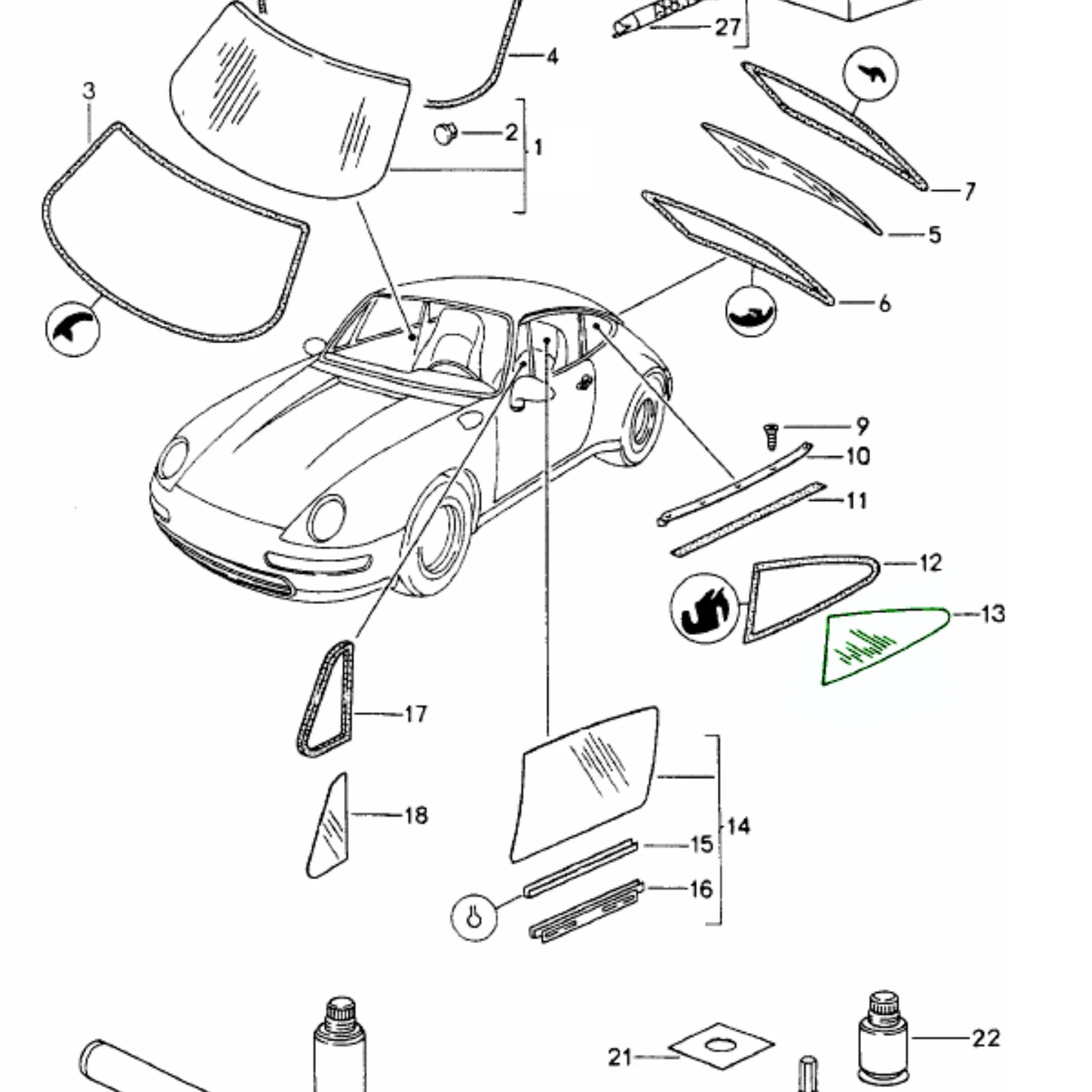 Seitenscheibe Hinten Original Porsche 993 Coupé_3