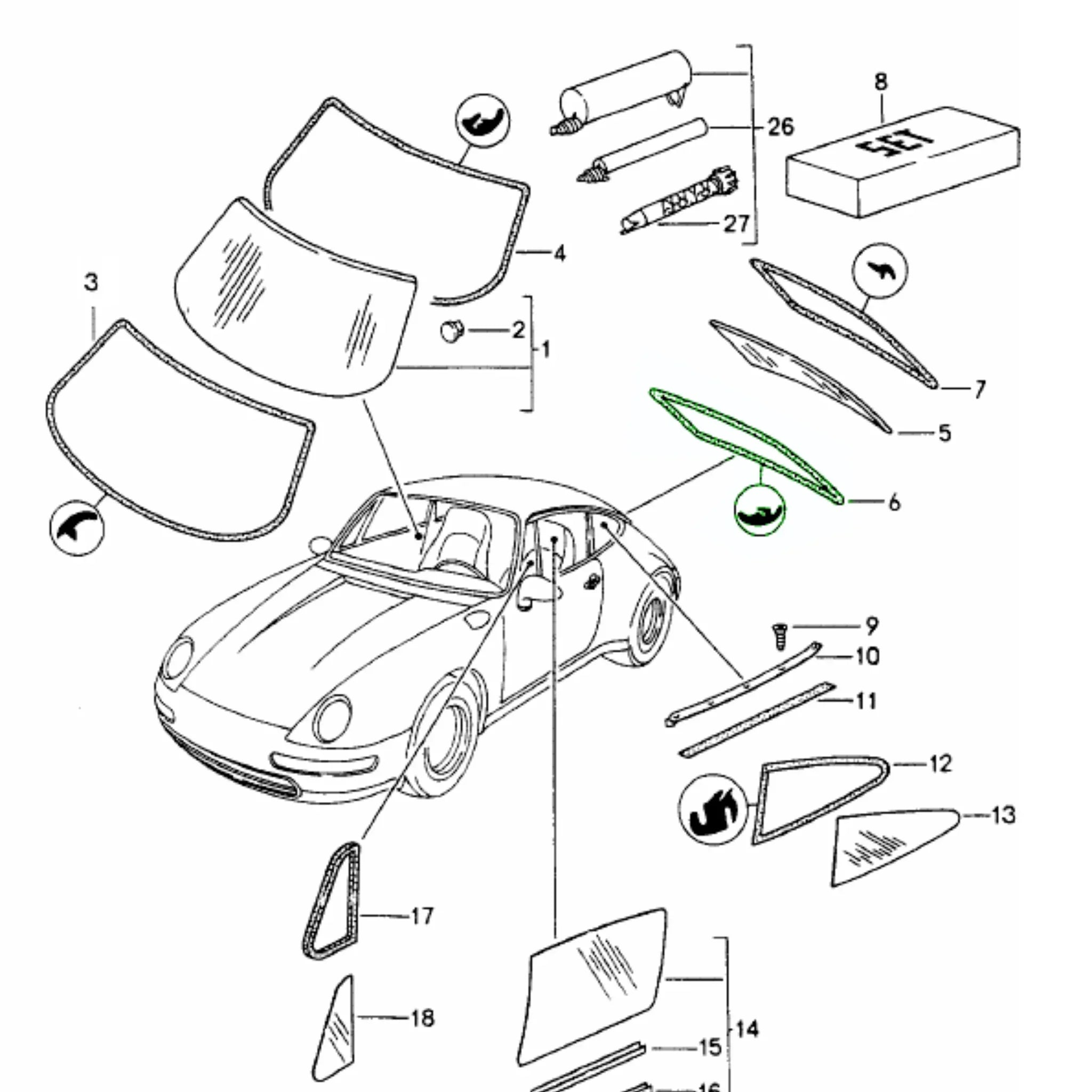 Heckscheibendichtung Innen Porsche 993 Coupé_3