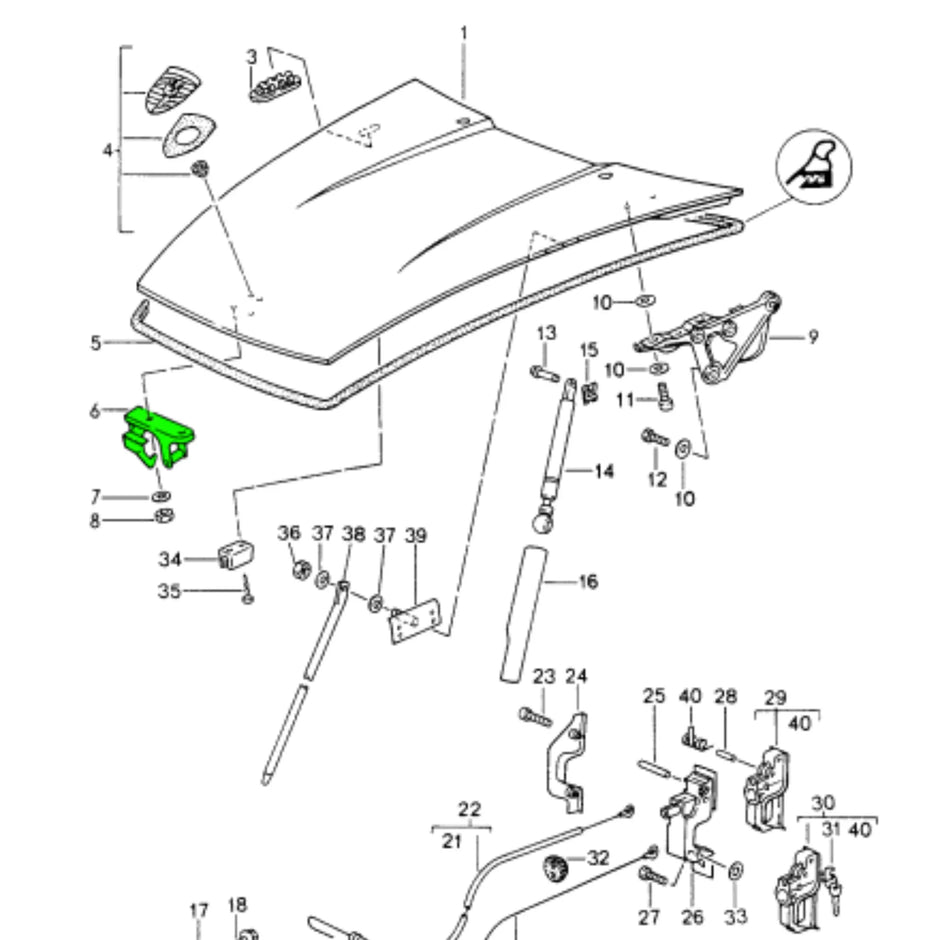 Schloss Oberteil Fronthaube Porsche 964 993_3
