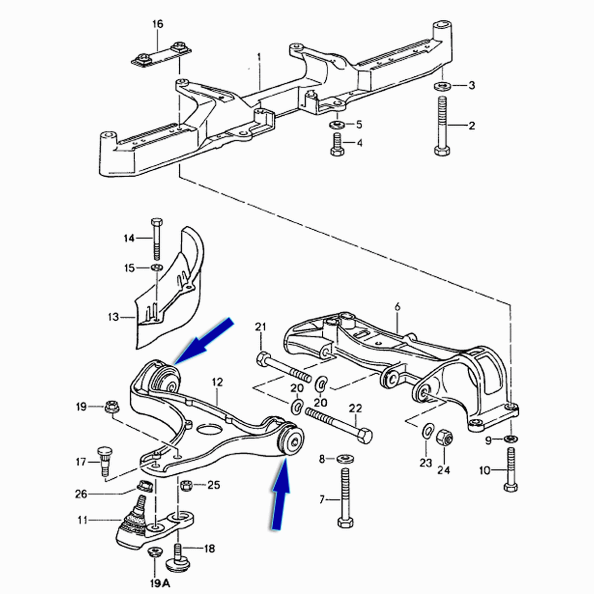 Rennline Monoball-Buchse für vorderen Querlenker (hintere Position). Porsche 964 / 993