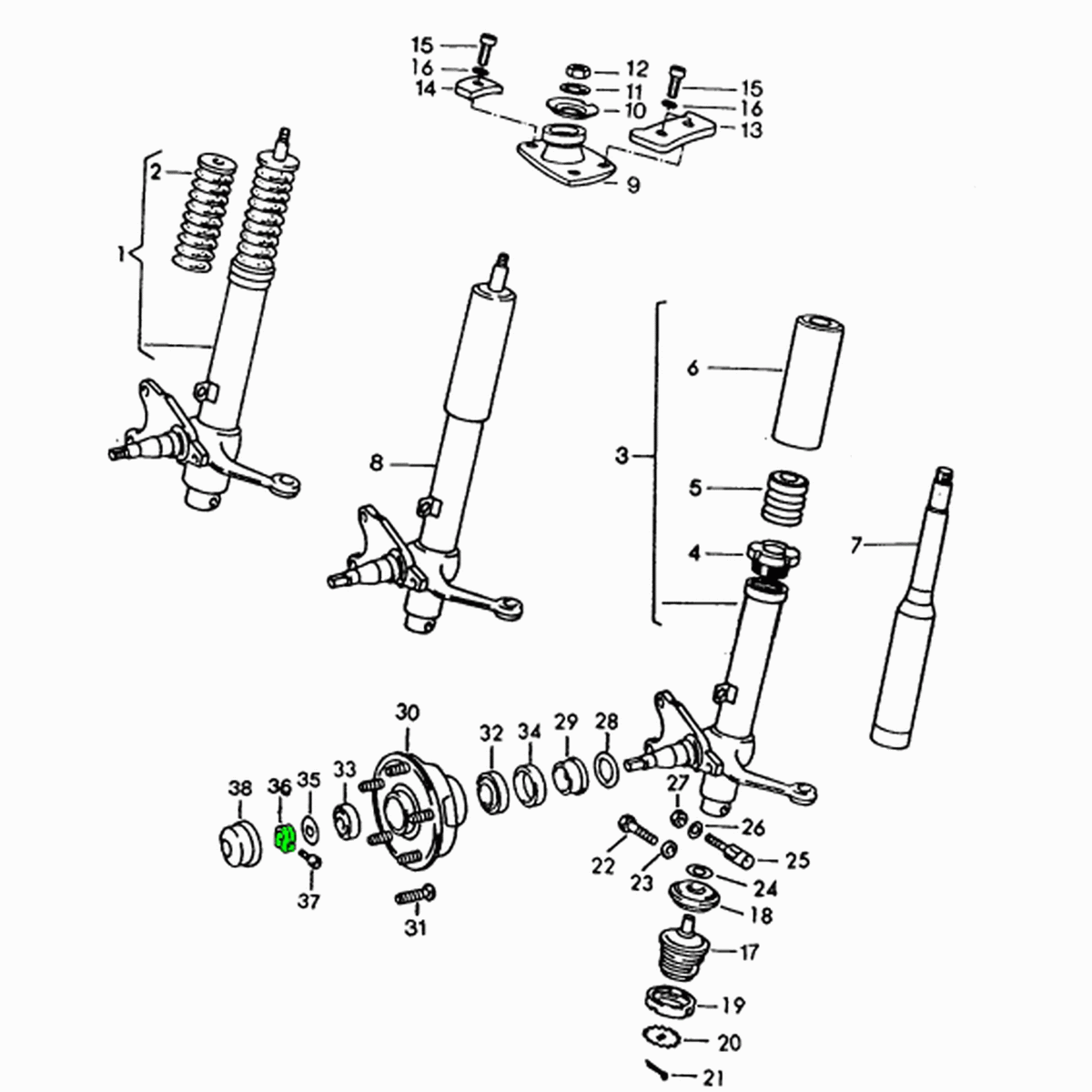 Spannmutter für ein Radlager – Porsche 356 / 914-6 / 911