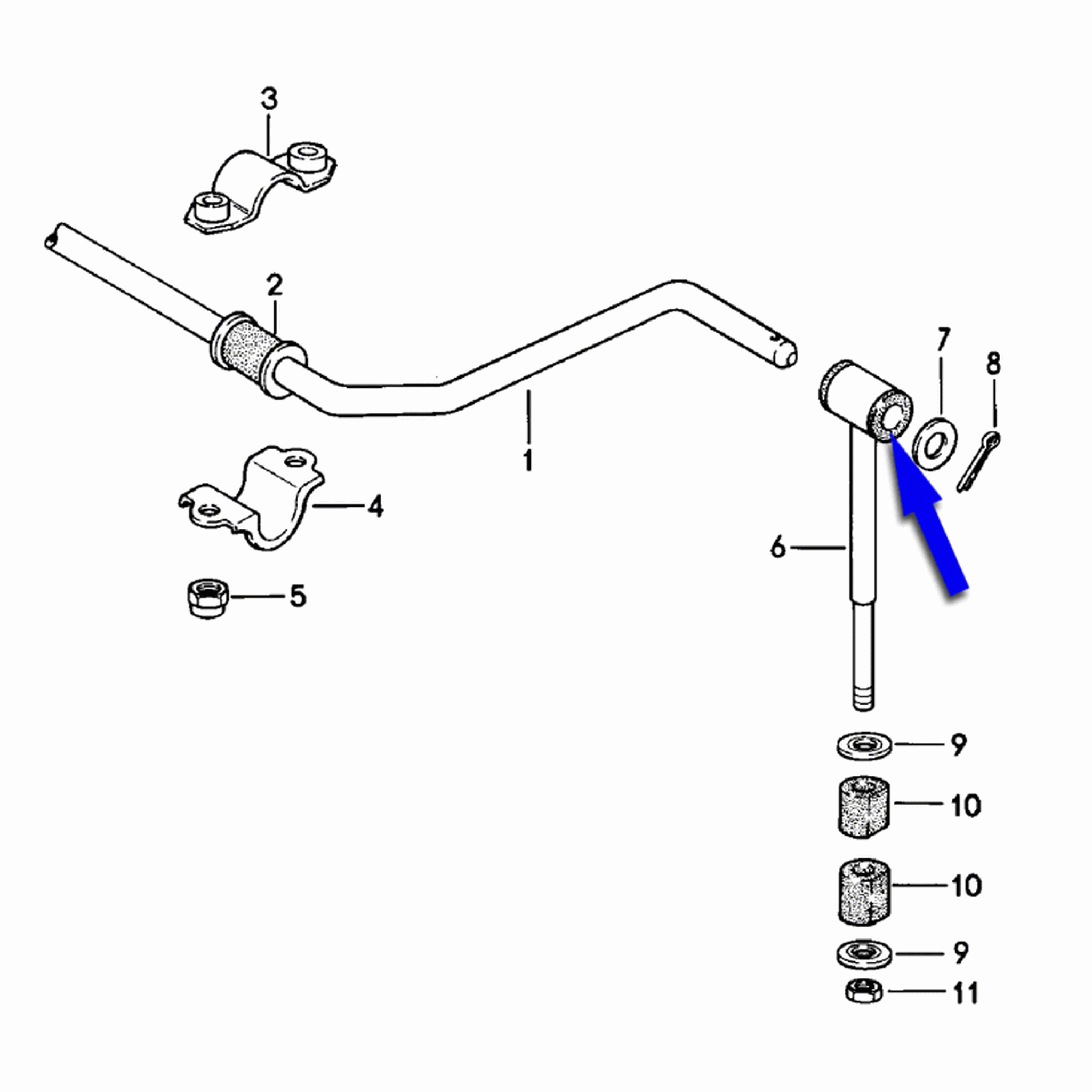 Koppelstange Polyurethanbuchse für Porsche 924 Front Powerflex
