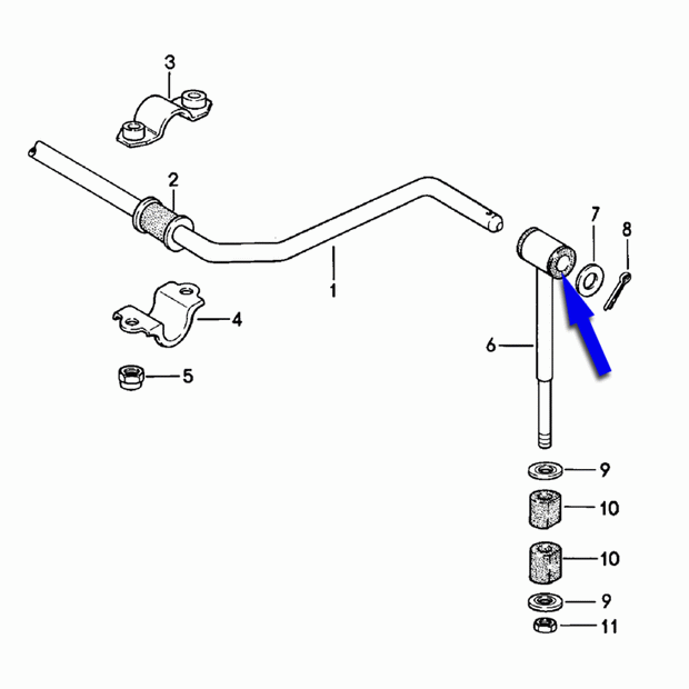 Koppelstange Polyurethanbuchse für Porsche 924 Front Powerflex